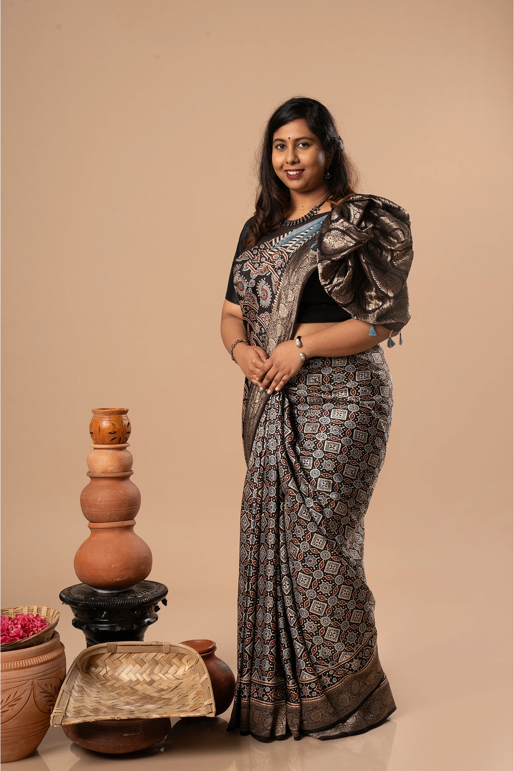 Mandala Magic - Ajrakh Dola Saree