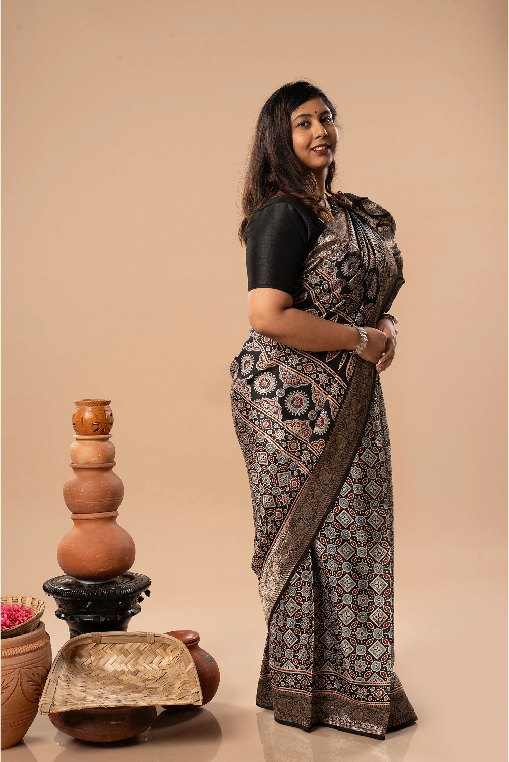 Mandala Magic - Ajrakh Dola Saree