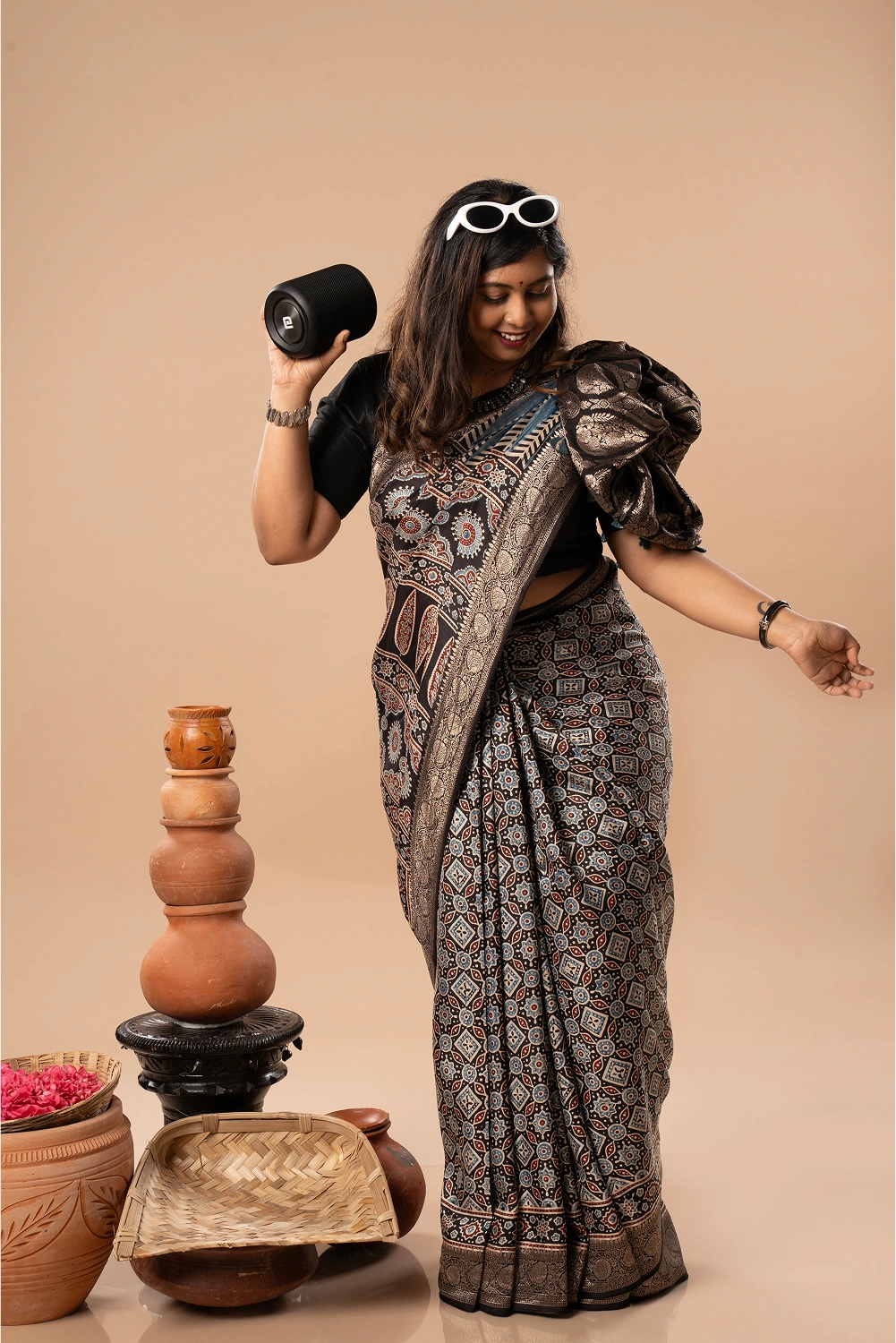 Mandala Magic - Ajrakh Dola Saree