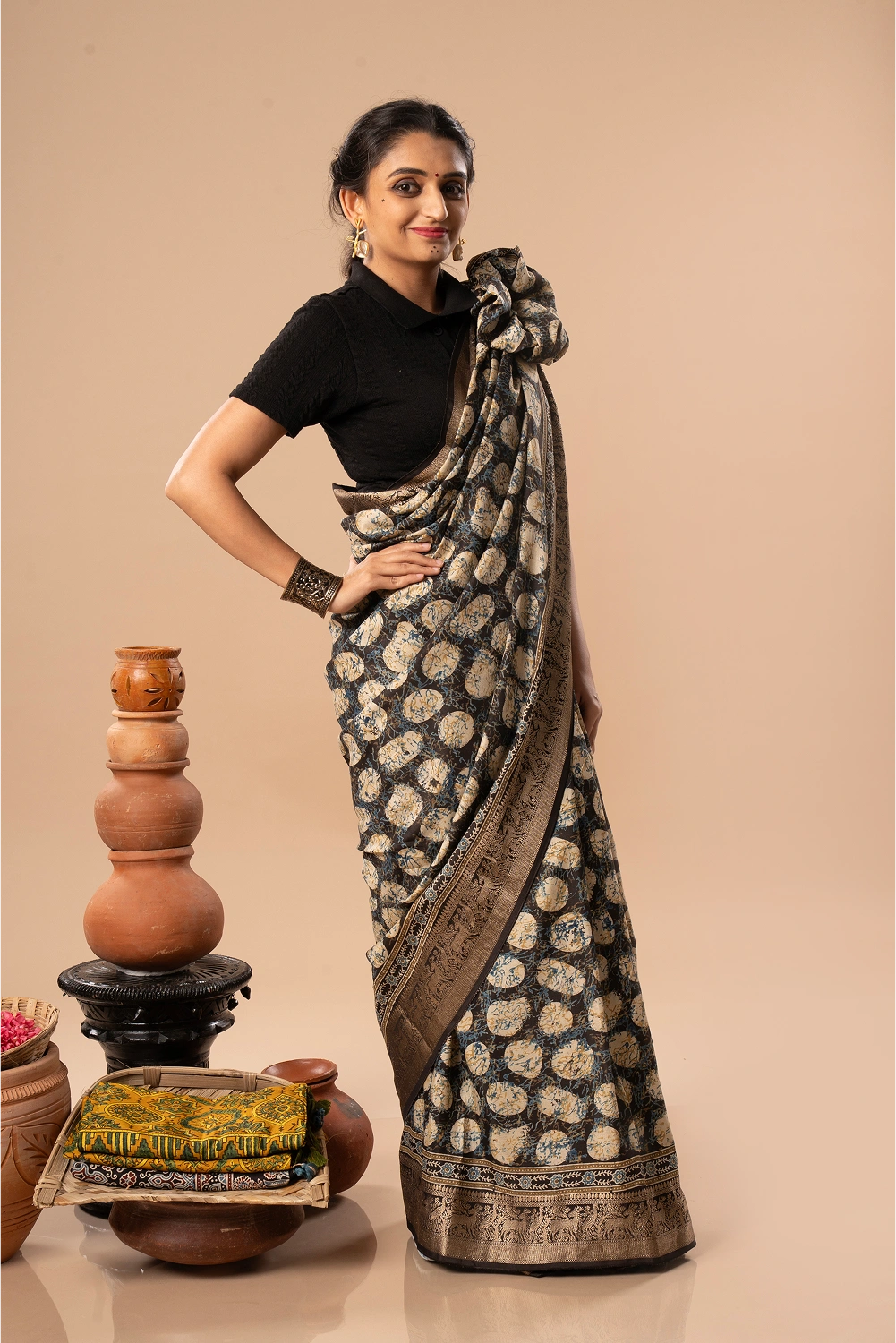 Forest Treasure - Ajrakh Dola Saree