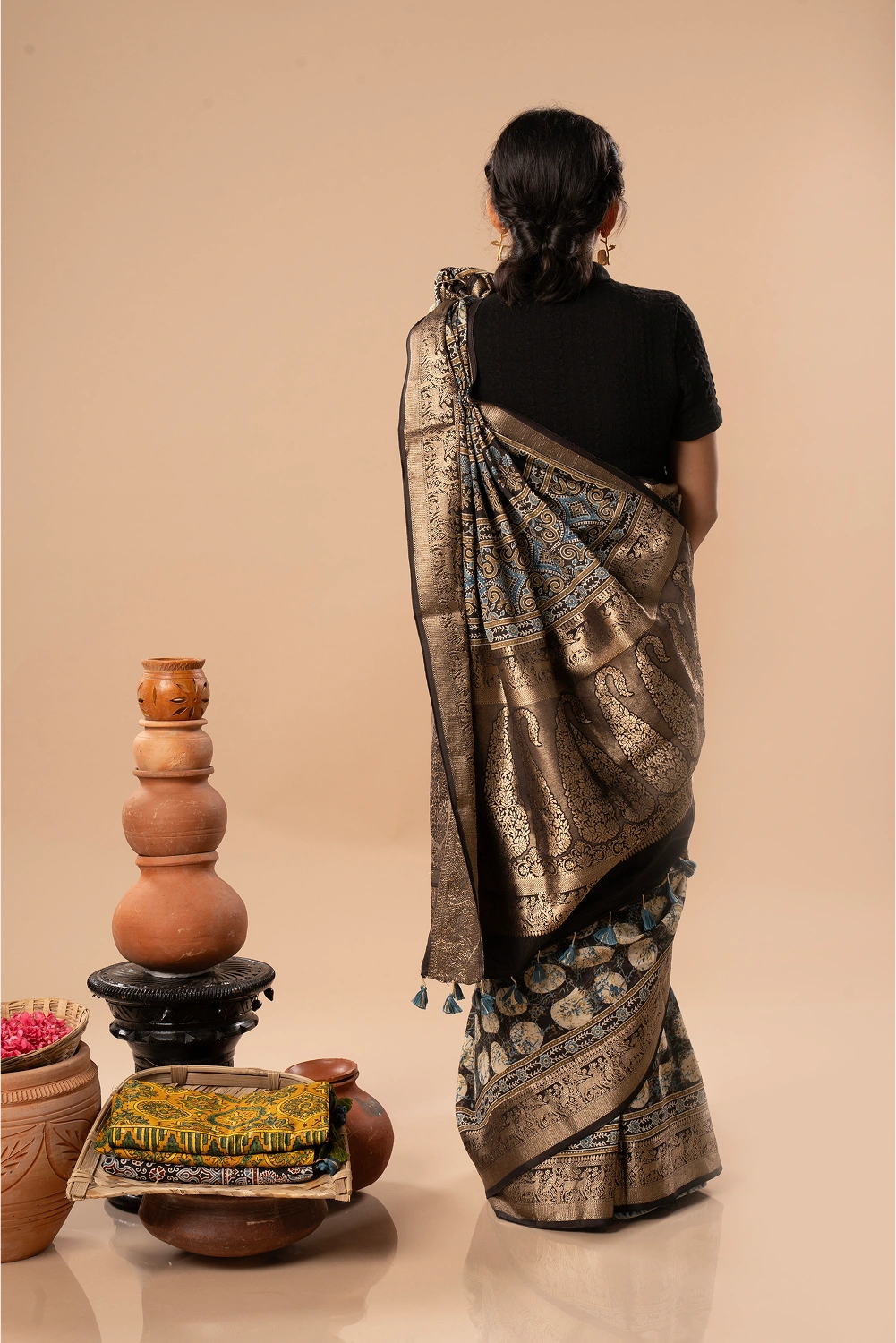 Forest Treasure - Ajrakh Dola Saree