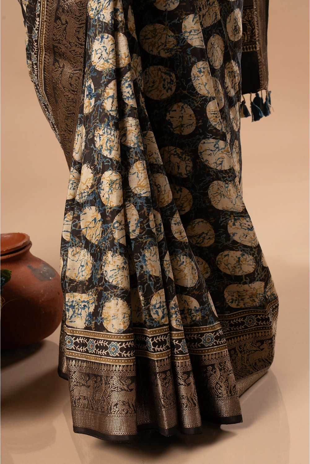 Forest Treasure - Ajrakh Dola Saree