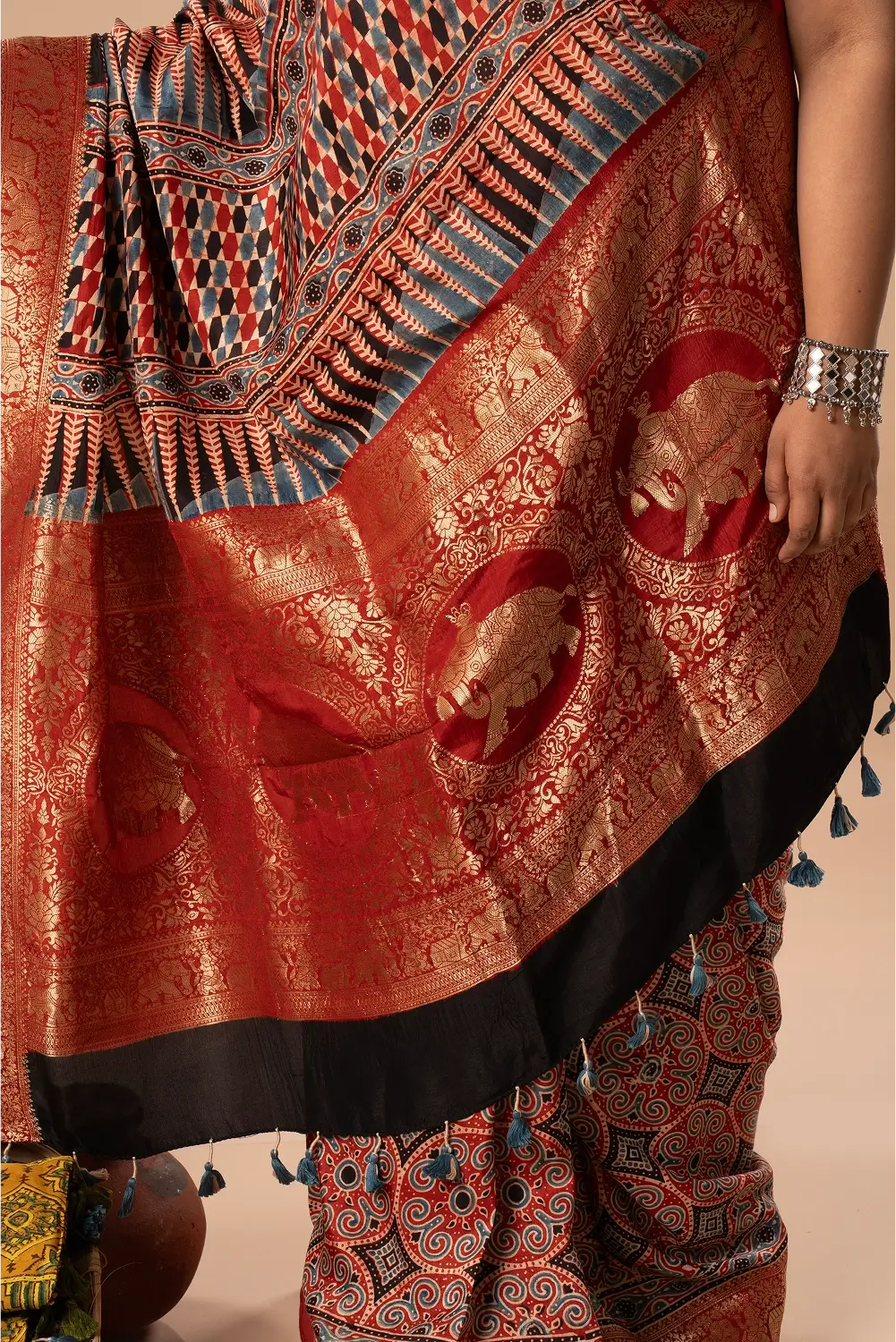 Silent Strength - Ajrakh Dola Saree