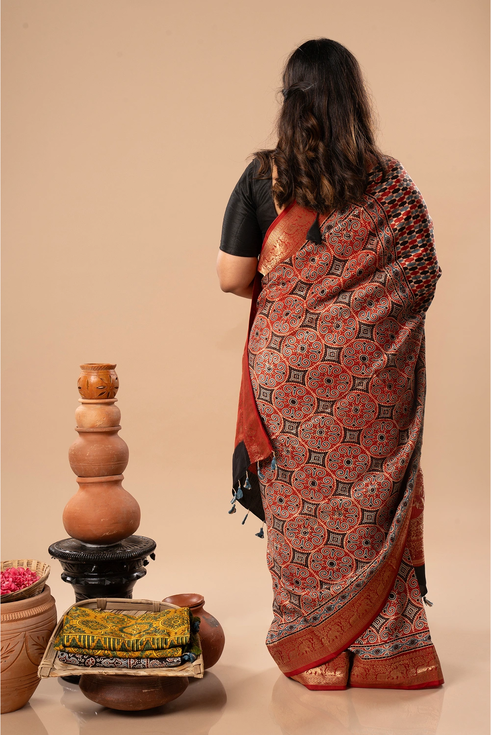 Silent Strength - Ajrakh Dola Saree