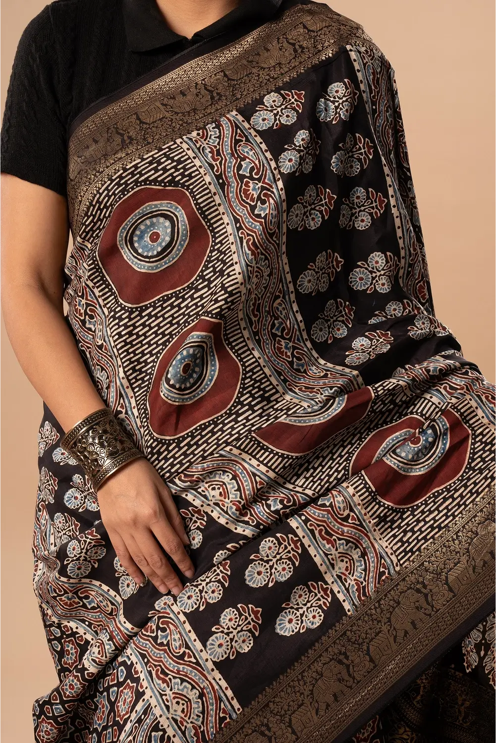 Mysterious Red - Ajrakh Dola Saree