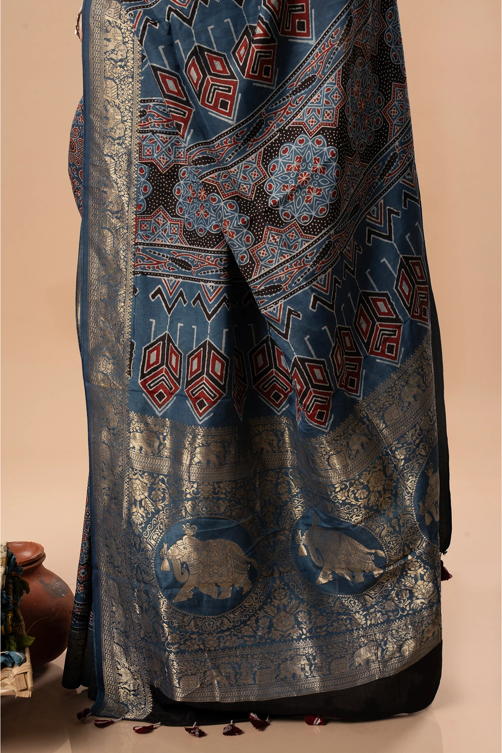 Bright Blues - Ajrakh Dola Saree