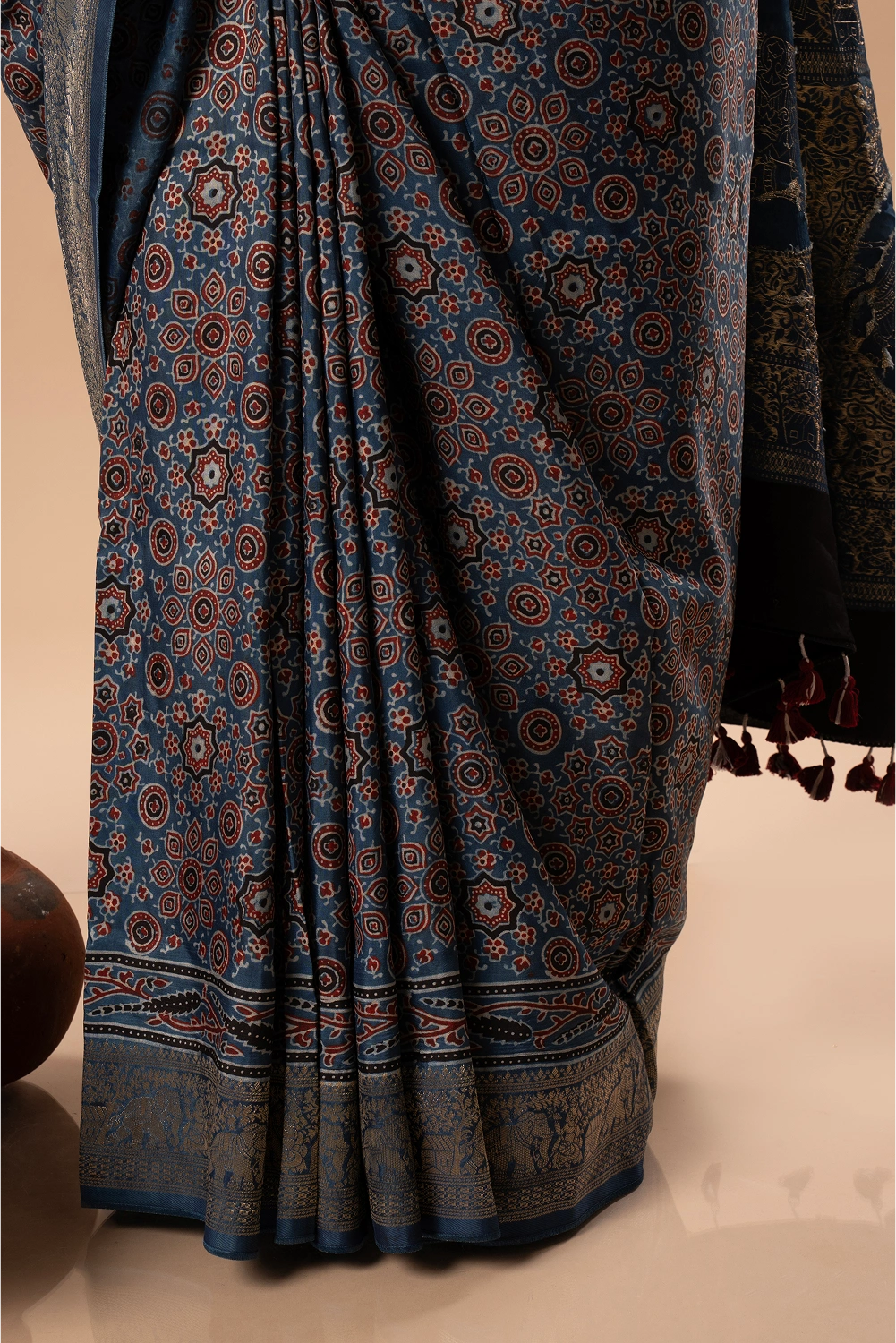 Bright Blues - Ajrakh Dola Saree