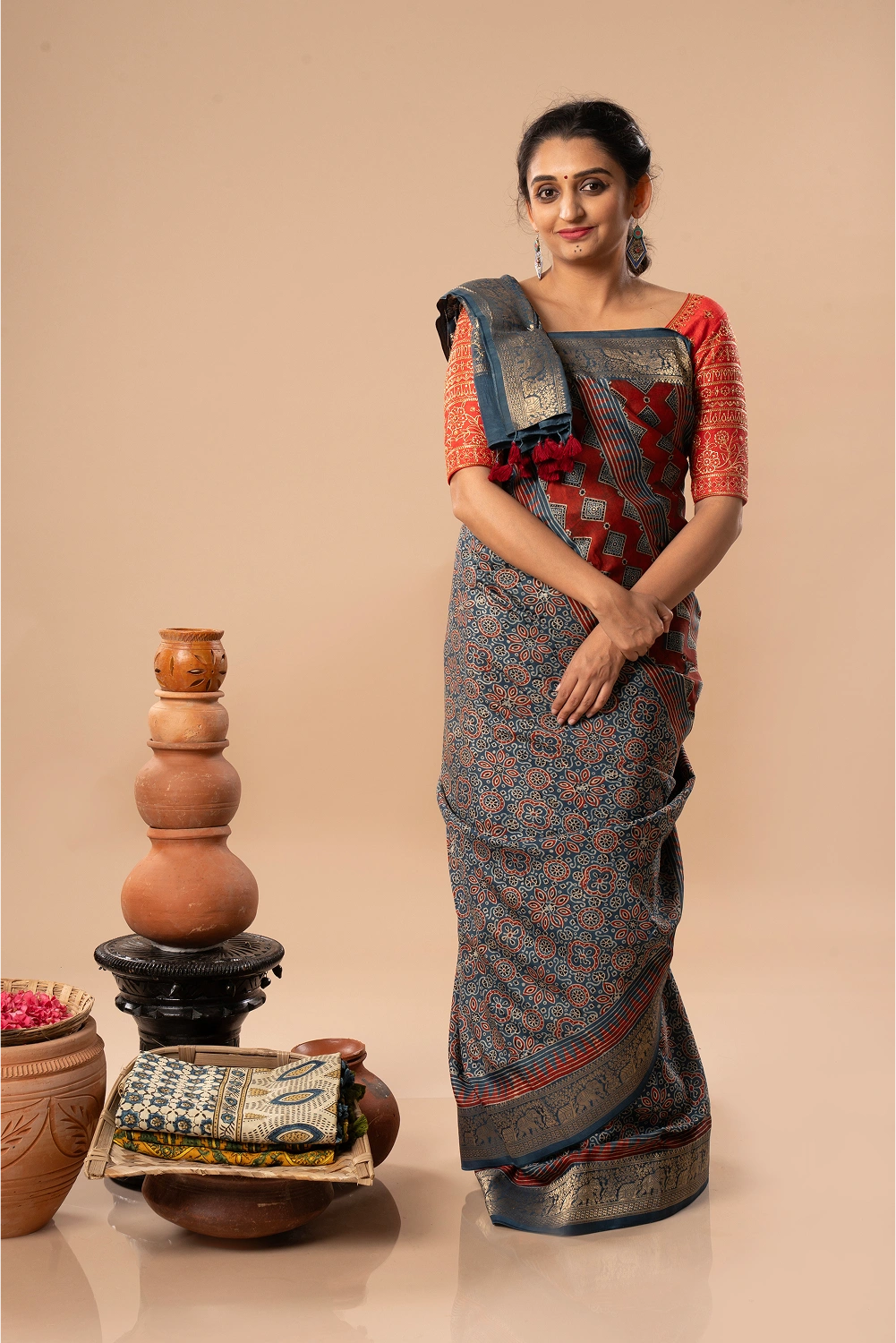 Wholesome Circles - Ajrakh Dola Saree