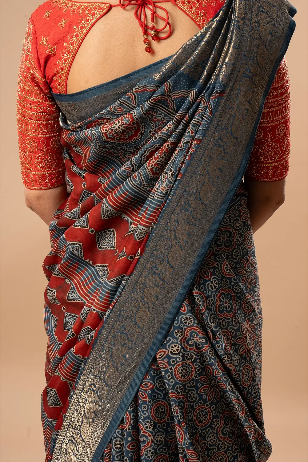 Wholesome Circles - Ajrakh Dola Saree