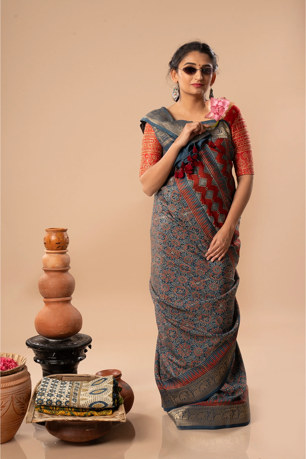 Wholesome Circles - Ajrakh Dola Saree