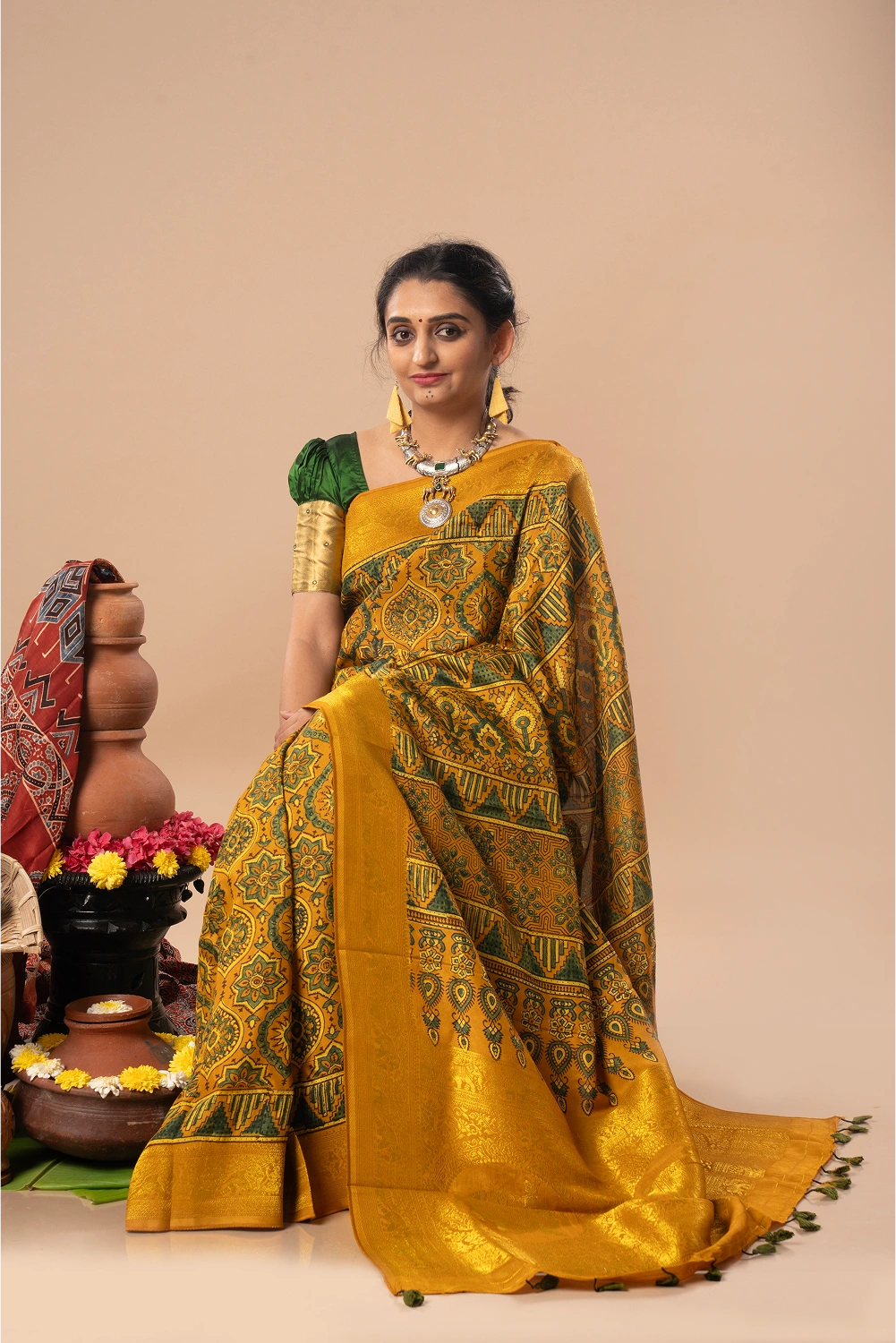 Sovereign Reign - Ajrakh Dola Saree