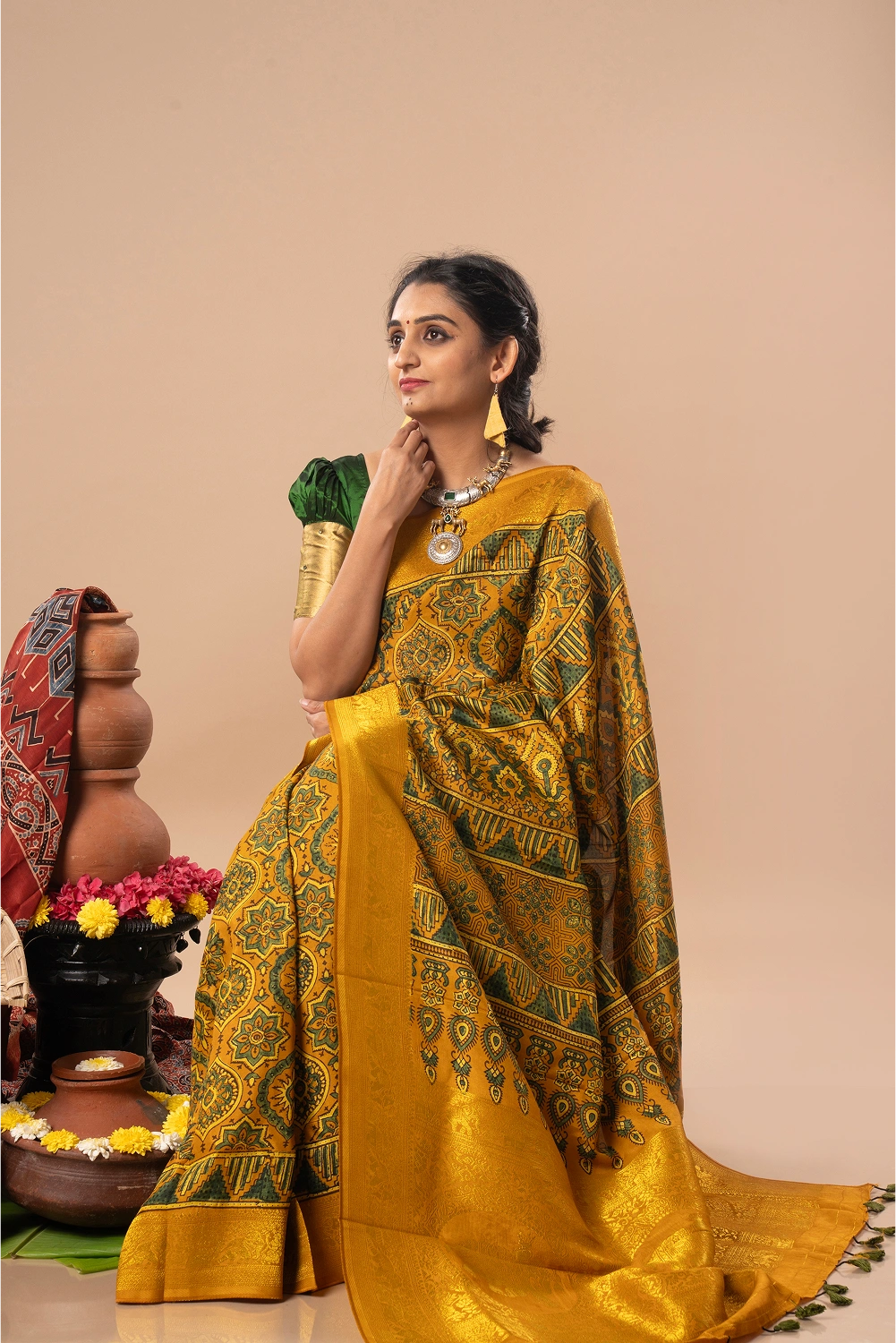 Sovereign Reign - Ajrakh Dola Saree