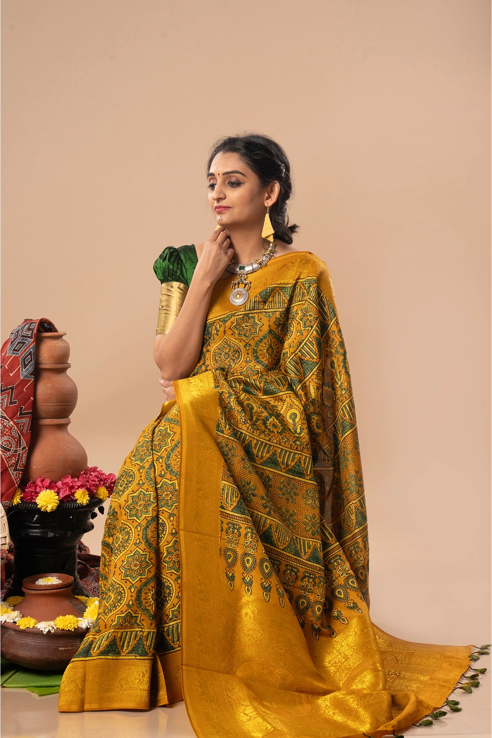 Sovereign Reign - Ajrakh Dola Saree