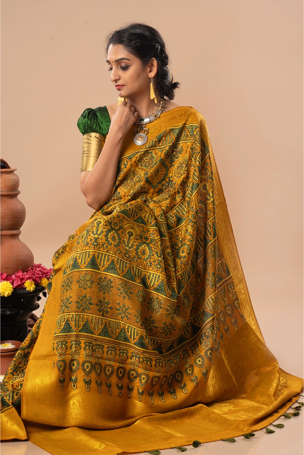 Sovereign Reign - Ajrakh Dola Saree