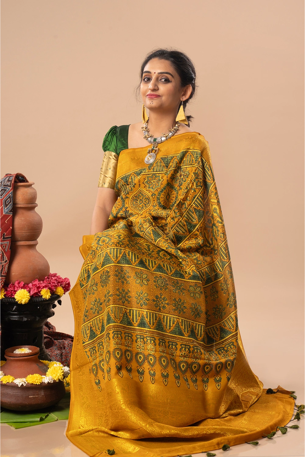 Sovereign Reign - Ajrakh Dola Saree