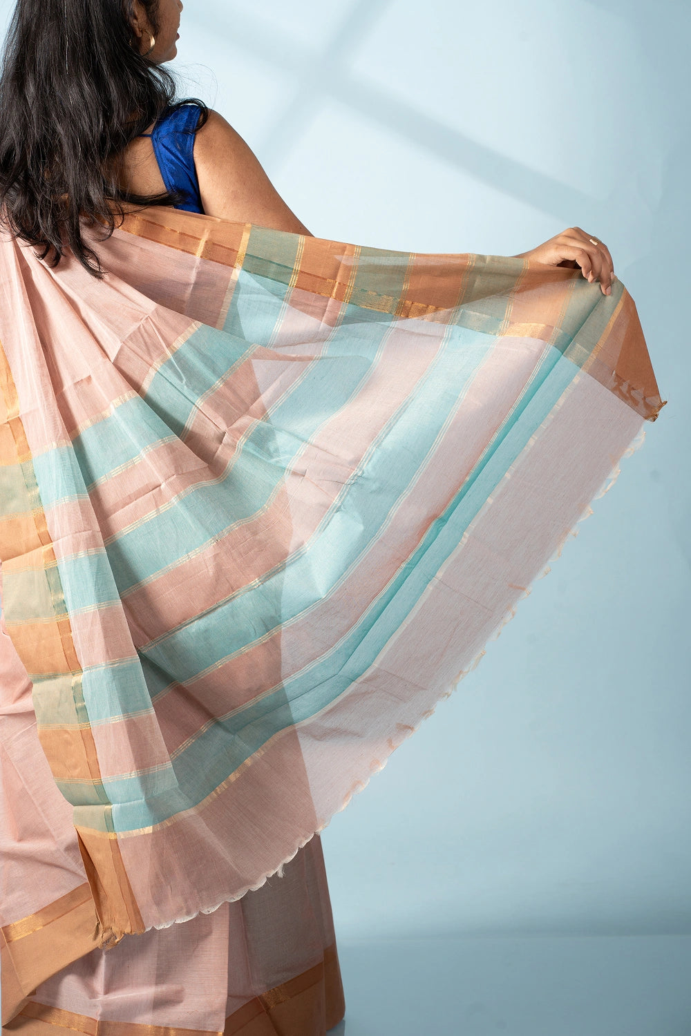 Brown & Blue Aura Kodiyala Cotton Saree