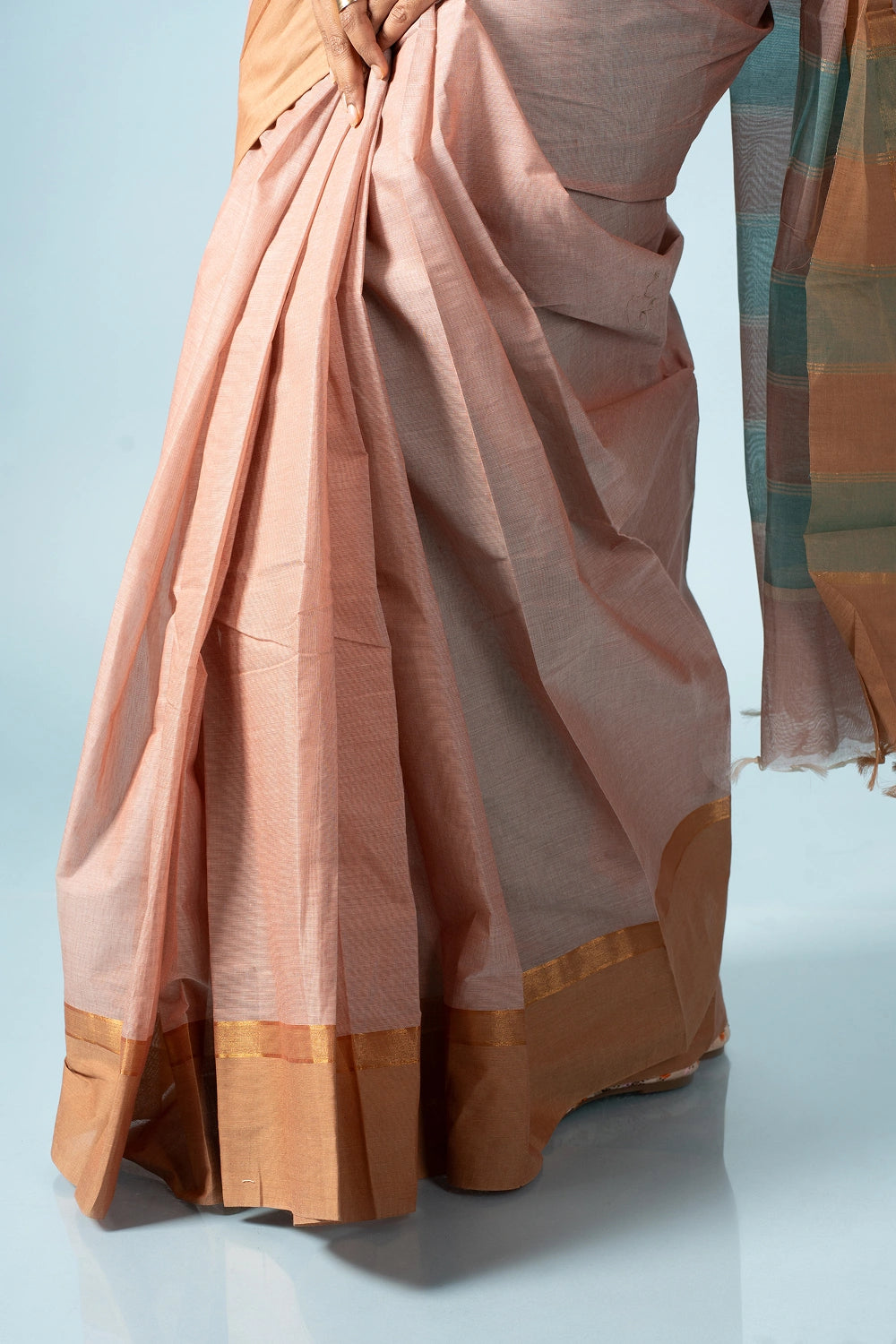 Brown & Blue Aura Kodiyala Cotton Saree