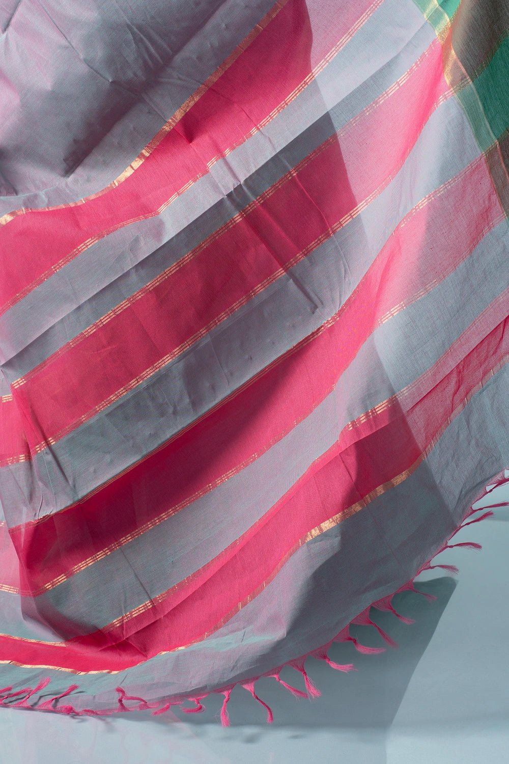 Pastel Purple Pink & Green Aura Kodiyala Cotton Saree