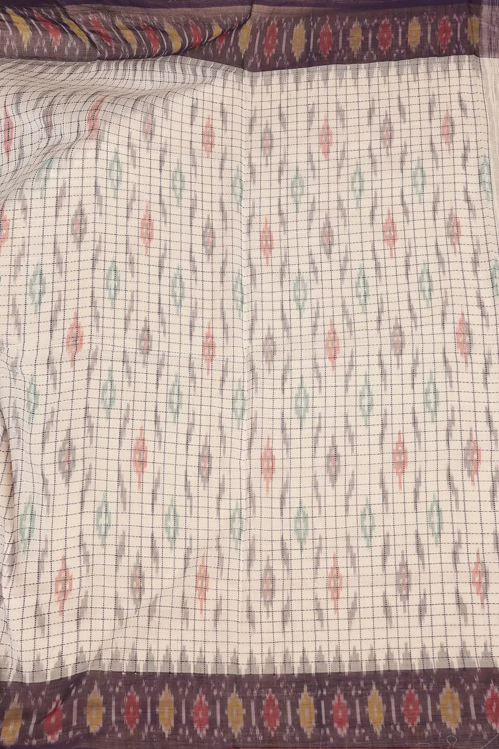 Unstitched blouse fabric matching the white and purple Muthyampet check cotton saree