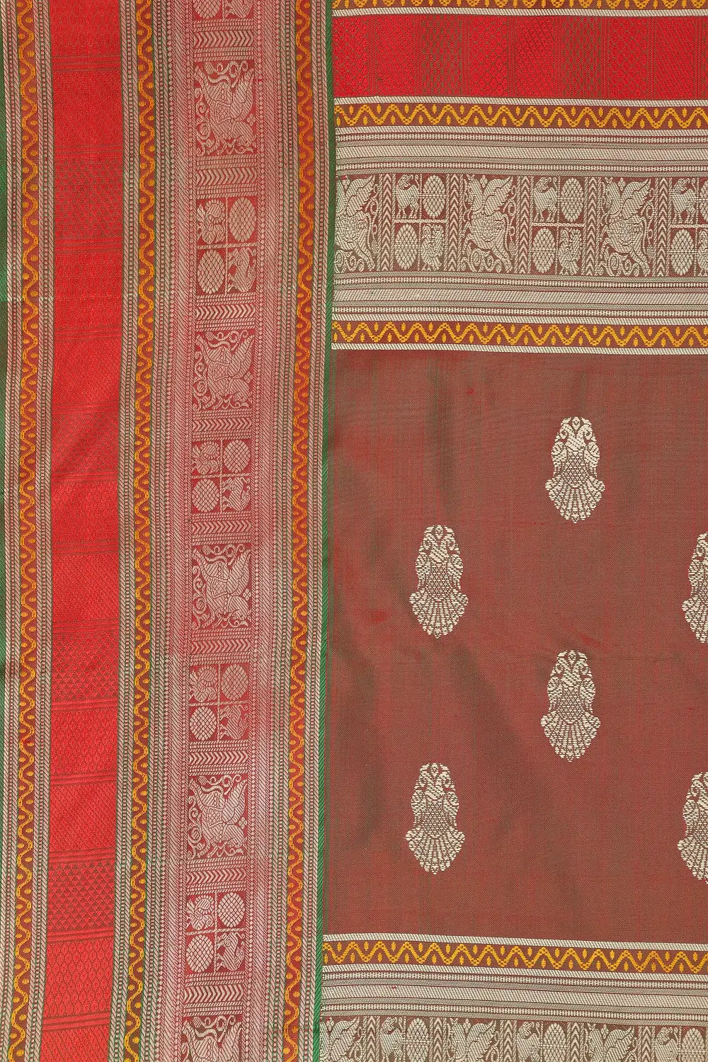 Folded view showcasing the luxurious texture and drape of the pink zero zari silk saree